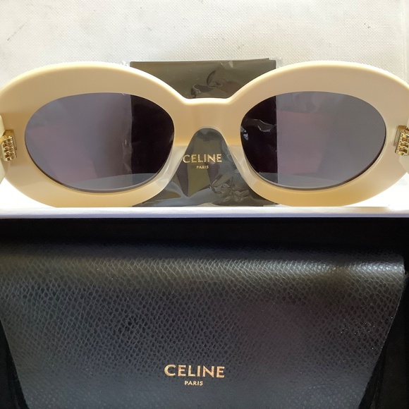 CELINE Triomphe Oval Sunglasses 53-22-145 Blonde Smoke - Picture 13 of 16